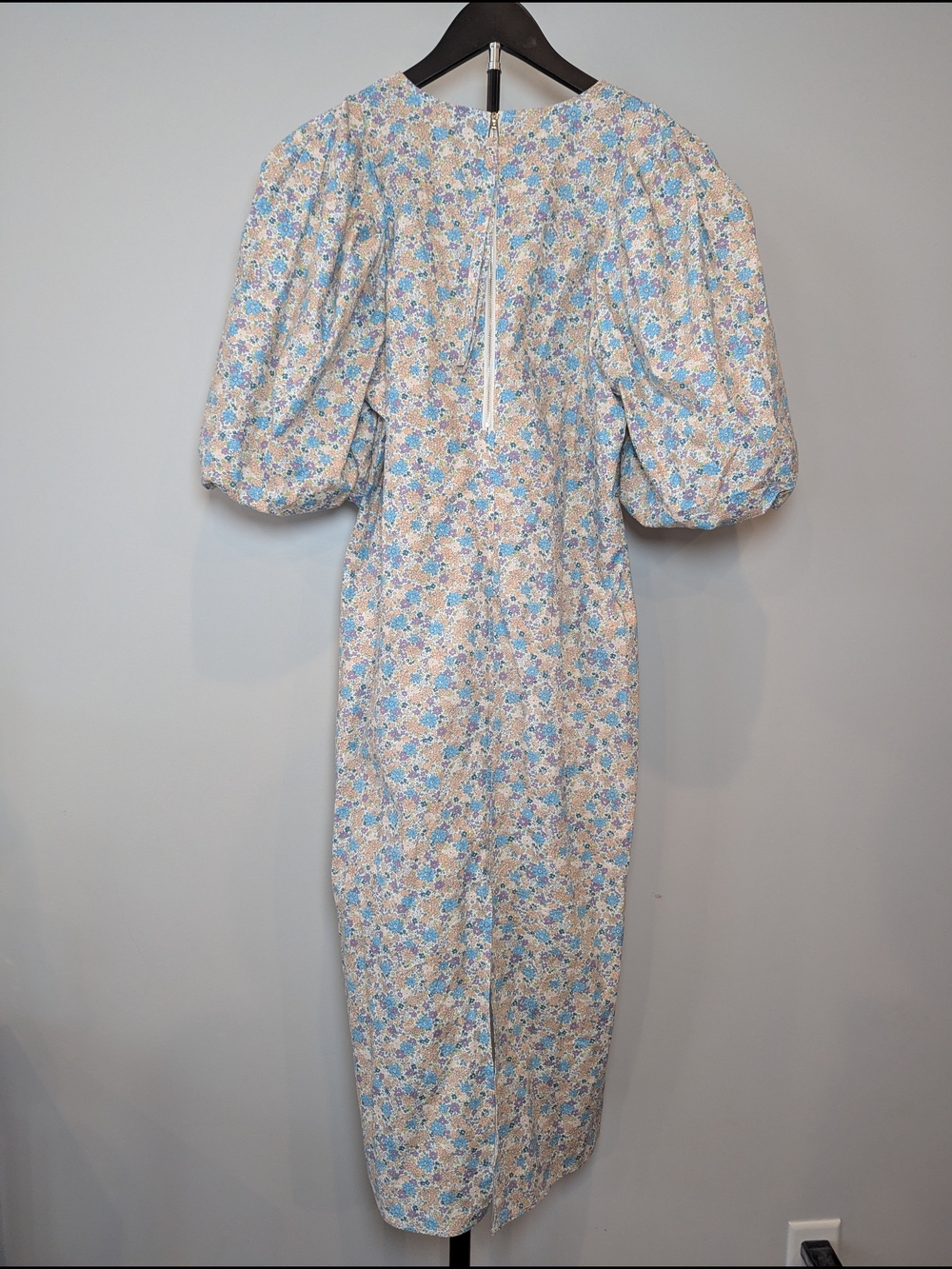 Mable Women's Size S Long Ditsy Floral Puff Sleeve Cotton Dress Whimsical - Picture 9 of 12